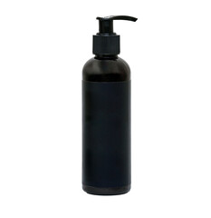 Plastic bottle for liquid cosmetic with blank label, space for text, clipping path, PNG