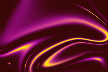Abstract flowing purple and yellow light streaks on dark background