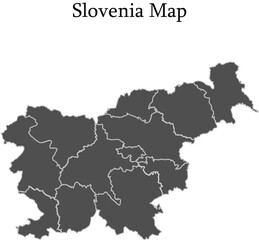 Slovenia map regions grey Vector illustration Simple 