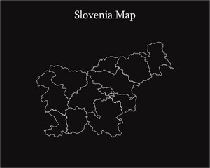 Slovenia Map Vector Illustration White lines Dark backg