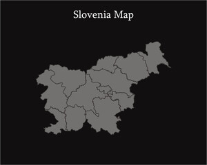 Slovenia map grey regions simple design Vector illustration