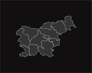 Slovenia map regions grey outline Vector illustration 