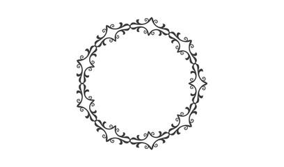 Elegant oval floral border design with swirling vines and leaves