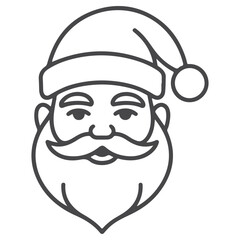 Santa Claus head silhouette with round face and fluffy hat vector illustration