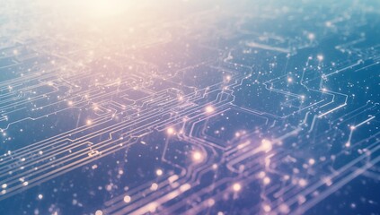 Abstract glowing circuit board with futuristic technology and data flow