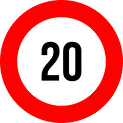 20 speed limit road sign