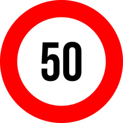 50 speed limit road sign