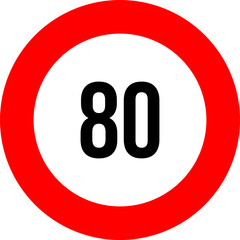 80 speed limit road sign
