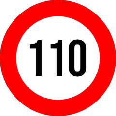 110 speed limit road sign