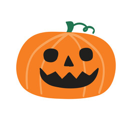 Cute spooky pumpkin lantern. Clipart. Halloween design. Vector illustration
