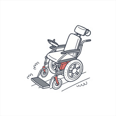 Illustration of a modern electric wheelchair with a headrest and footrest