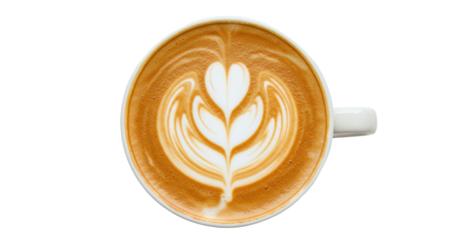 Latte art coffee cup top view 3.