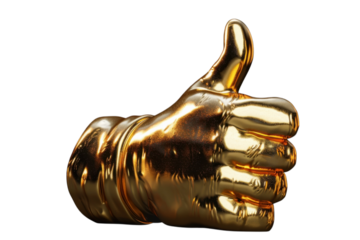 Golden Thumbs Up Approval Success Like Achievement Metallic Rich Isolated Good Positive Feedback