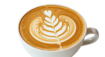 Latte art in a white cup coffee drink 1.