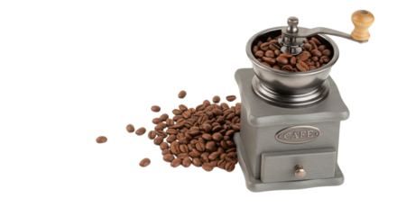 Manual Coffee Grinder with Roasted Beans.