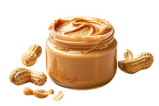 Creamy peanut butter jar spread close up nuts delicious treat snack food breakfast smooth texture