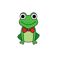 green frog on white background