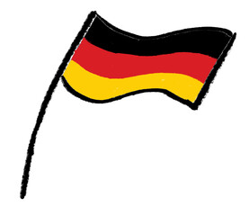 German sketchy hand-drawn flag, Germany flag in transparent png background. European flag design 