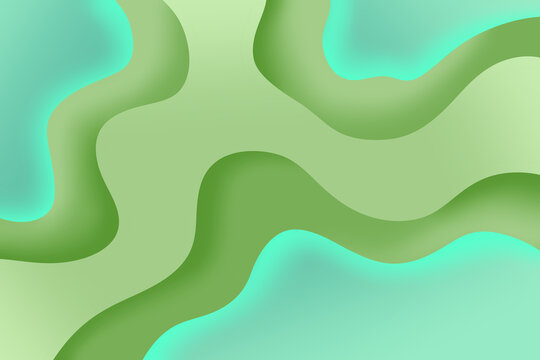 Wavey, abstract gradient background, green and darker green gradient with tral accents for wallpapers, headers, etc. 