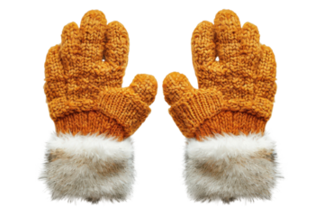 Cozy Winter Warmth Handmade Knitted Mittens with Fur Trim Fashionable and Functional Gloves for Cold