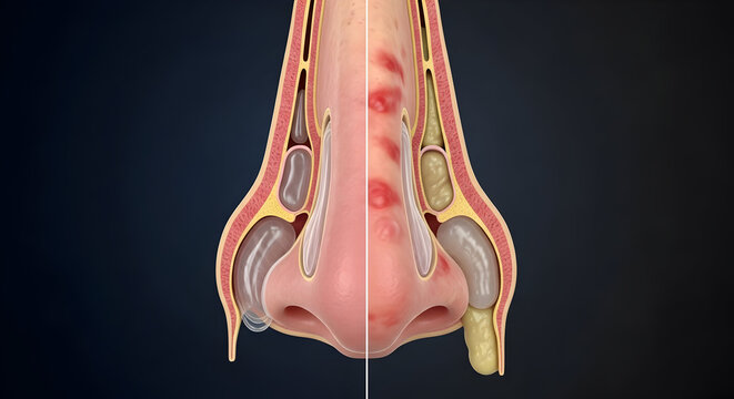 nasal cavity healthy versus polyps inflammation comparison
