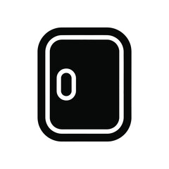 Black Door Icon on White Background Simple Rounded Rectangle with Handle