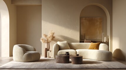 Cozy Living Room Bathed in Warm Light / 暖かい光に包まれた心地よいリビング