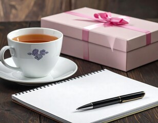 Gift, Tea, Notebook, Pen, Relaxation, Present.