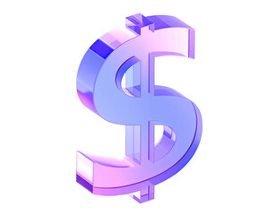 3D rendered dollar sign, vibrant purple and pink gradient, glossy, stylized