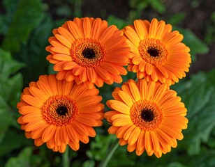 Close Up of Orange Gerbera Daisies.