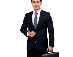 Confident Businessman Holding Briefcase, isolated on transparent background PNG