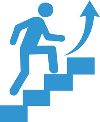 Person Climbing Stairs with Arrow Vector, Career Growth Success Symbol, Business Progression and Achievement Graphic Illustration EPS