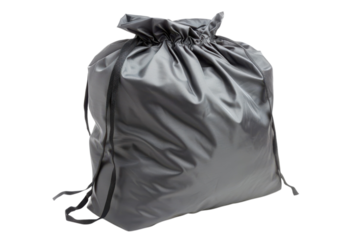 Silver drawstring bag pouch pack sack cloth container packaging accessory tote mockup storage