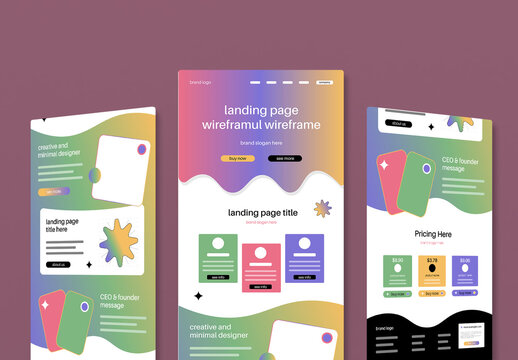 Elegant UI UX Landing Page Wireframe Template