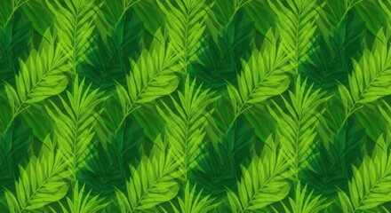 Seamless vector pattern with green palm leaves suitable for textile designs and backgrounds