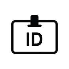Black Id Badge Icon On White Background, Identity Concept