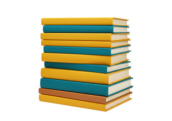 Isolated stack of books for education, library concept, learning and reading purposes