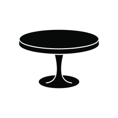 Black Minimalist Round Table Icon Isolated on White Background Perfect for Design Projects