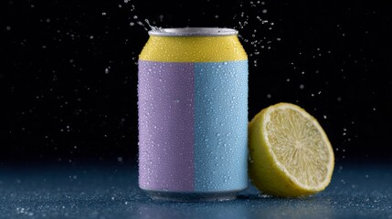 Sparkling drink can with citrus, radiating frosty zest, evokes La Tomatina melee, vibrant pixelated pop art canvases