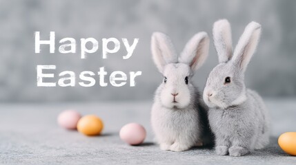 Fluffy rabbits, pastel eggs evoke whimsical Easter charm, Ostara festival vibes, embracing renewal and springtime serenity