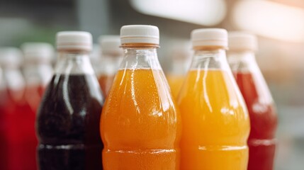 Vibrant effervescent bottles stand like colorful potions celebrating Sipping Solstice and Fizzy Fest, a refreshing rainbow assembly