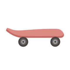 Simple Pink Skateboard or Penny Board Vector Illustration Isolated on a White Background