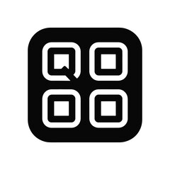 Fototapeta premium Black Rounded Square with White Square Inside and the Letter Q Icon