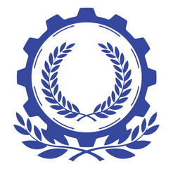 Obraz premium Gear and laurel wreath logo design represents engineering achievement and excellence symbol
