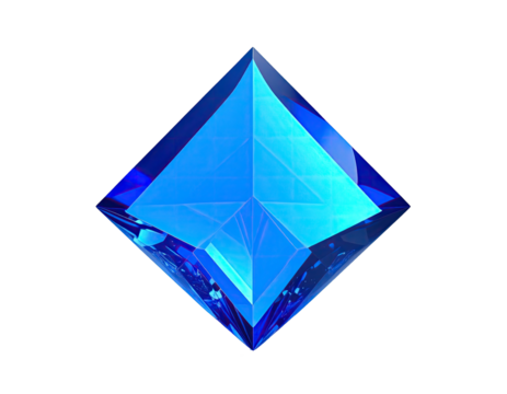 Brilliant,  faceted,  blue diamond-shaped gem