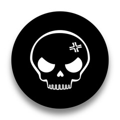 black and white illustration of skull icon