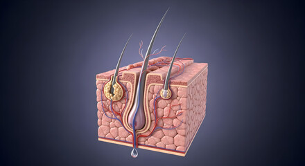 human skin hair follicle anatomy cross section illustration
