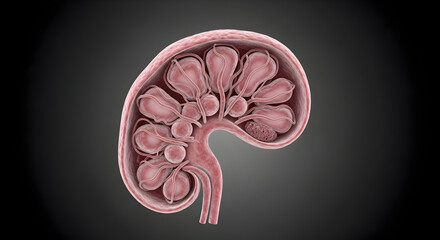 human kidney anatomy cross section medical illustration