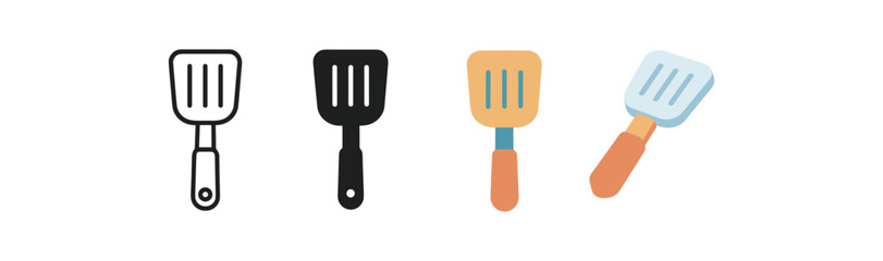 Spatula variations: outline, silhouette, minimal, and flat kitchen tool designs