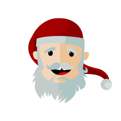 Santa claus head cartoon character flat design